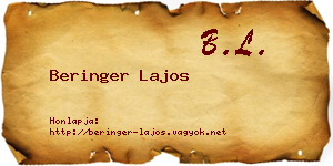 Beringer Lajos névjegykártya